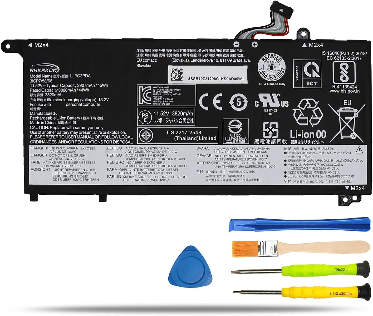 L19M3PDA L19C3PDA Laptop Battery Replacement for Lenovo ThinkBook 14 G2 ITL are 14 G3 ACL ITL 14 G4 ABA IAP 15 G2 ITL are 15 G3 ACL ITL 15 G4 ABA IAP Series L19L3PDA L19D3PDA 11.52V 45Wh