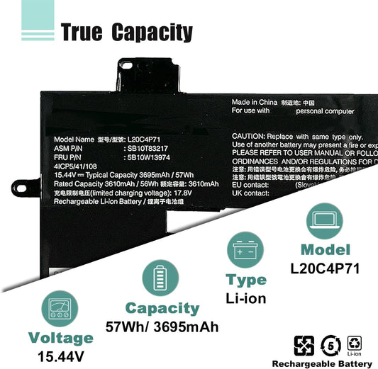 L20C4P71 Laptop Battery Replacement for Lenovo ThinkPad X1 Carbon 9th 10th 11th Gen/ThinkPad X1 Yoga 6th 7th 8th Gen/ThinkPad X1 Carbon 2021 2022 Series L20M4P71 L20L4P71 L20D4P71 SB10T83217