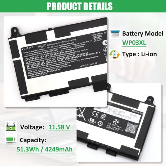 WP03XL Laptop Battery Replacement for HP EliteBook 830 835 840 845 860 865 G9 835 840 845 860 865 G10 EliteBook x360 1040 G9 G10 Series M73466-005 M64305-421 HSTNN-LB8W HSTNN-OB2J L78555-005