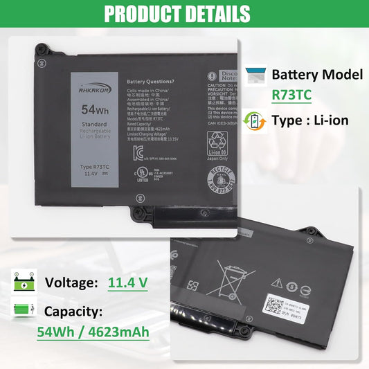 R73TC DR02P Laptop Battery Replacement for Dell Latitude 3340 3440 3540 3480 3580 5340 5440 5540 Series Notebook 2X1V9 GTG7N GRWKG KDM9P 11.4V 54Wh 4623mAh