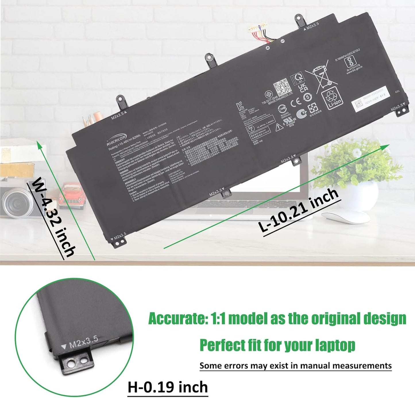 C41N2009 Laptop Battery Replacement for Asus ROG Flow X13 GV301 GV301QC GV301QE GV301QH GV301RA GV301RC GV301RE PV301 PV301QH Series B200-03850000 15.48V 62Wh