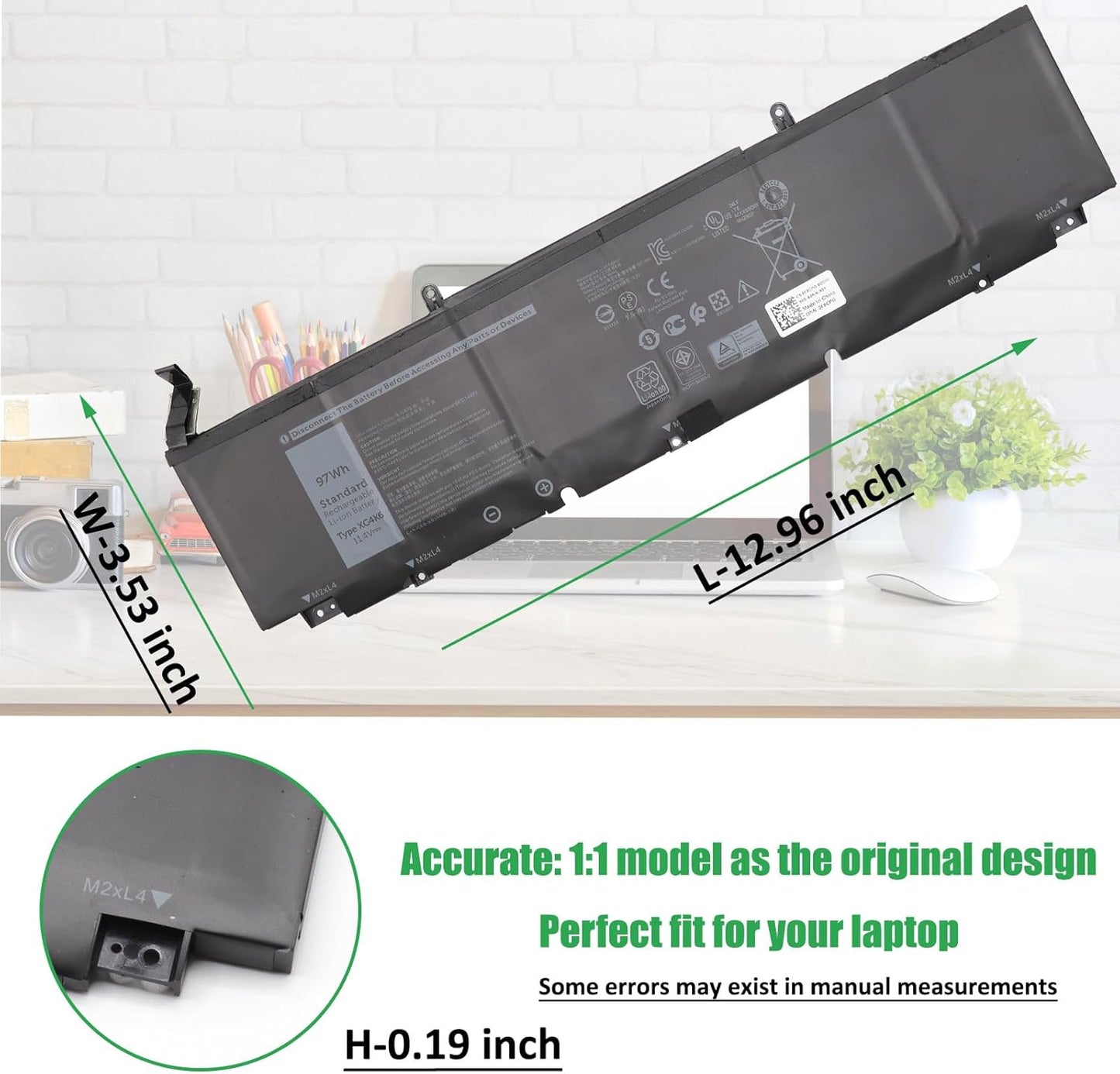 XG4K6 Laptop Battery Replacement for Dell XPS 17 9700 9710 9720 9730 Precision 5750 5760 5770 Series P92F P92F001 P92F002 P92F003 01RR3 F8CPG OF8CPG 5XJ6R KVPMY 0YY3V KRDHV 11.4V 97Wh 8071mAh