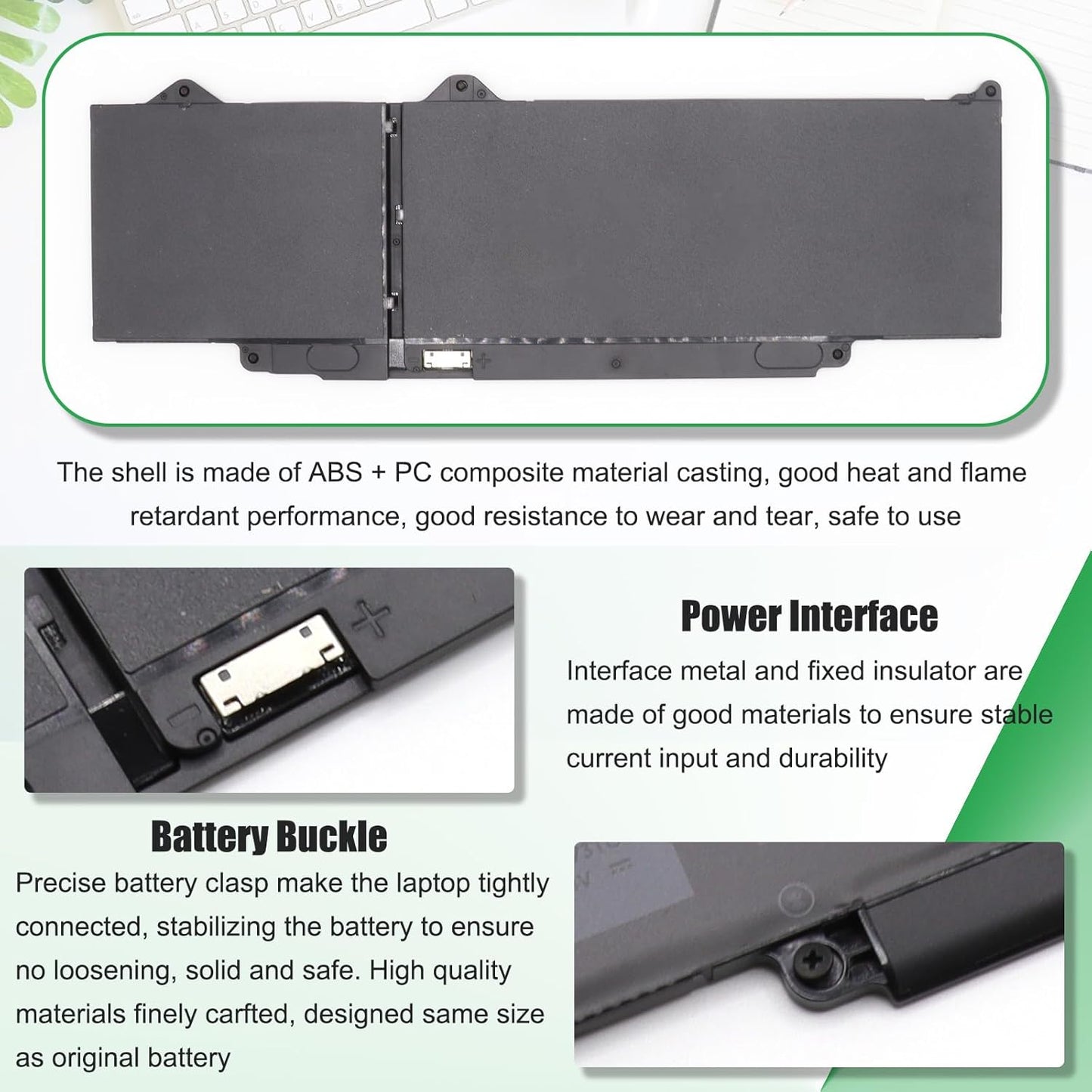 R73TC DR02P Laptop Battery Replacement for Dell Latitude 3340 3440 3540 3480 3580 5340 5440 5540 Series Notebook 2X1V9 GTG7N GRWKG KDM9P 11.4V 54Wh 4623mAh