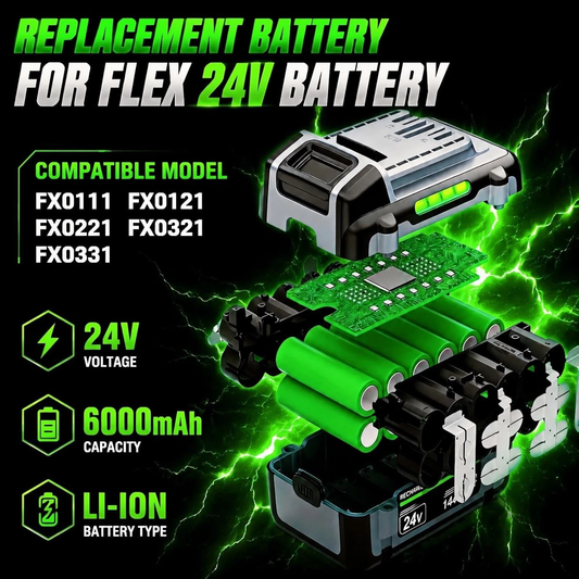 24V 6.0Ah 2PCS Batteries for FLEX 24 Volt Lithium-Ion Battery FX0111 FX0321