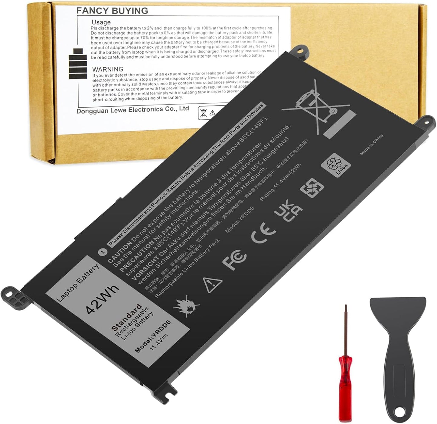 11.4V 42WH YRDD6 Battery for Dell Inspiron 5591 7586 5491 5481 5482 5485 3310 2-in-1 15 3582 3583 3593 3584 5590 5593 5594 5585 5598 14 3493 5493 5480 3793 Vostro 3491 5481 5581 5490 5590 0YRDD6 01VX1H 0VM732