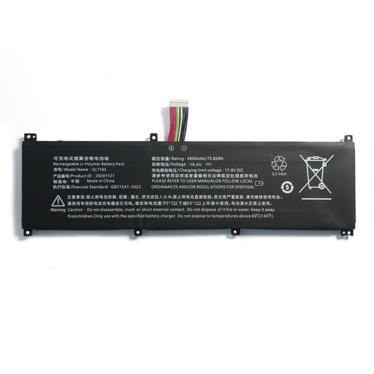 Genuine 15.4V 4800mAh 73.92Wh GLT163 Laptop Battery Compatible with HIPAA SH56 IRU Z15S lingrui S1 PRO P03 P159 GLX163-4S1P