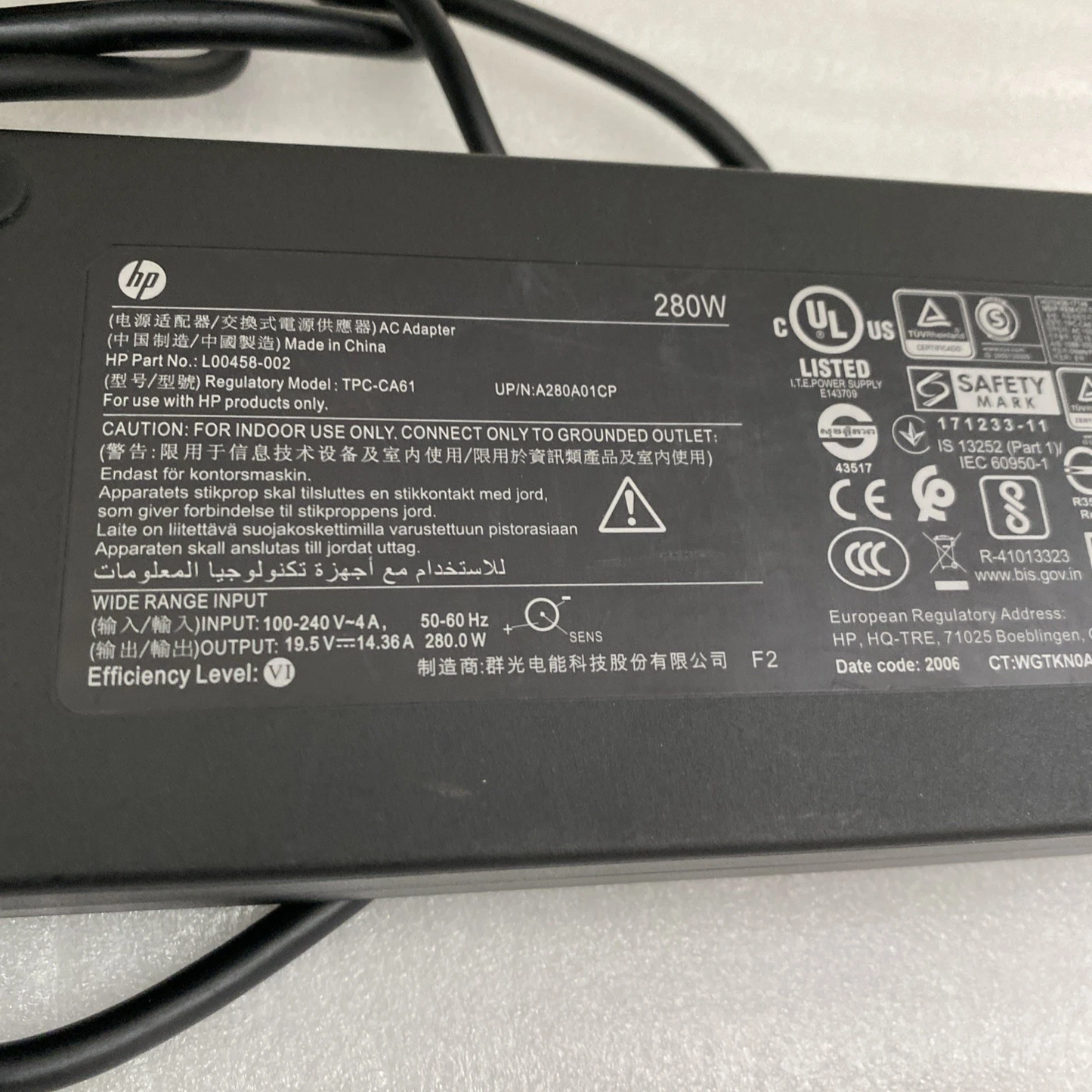 New Genuine 280W TPC-CA61 AC Adapter for HP Engage One Pro All-in-One System