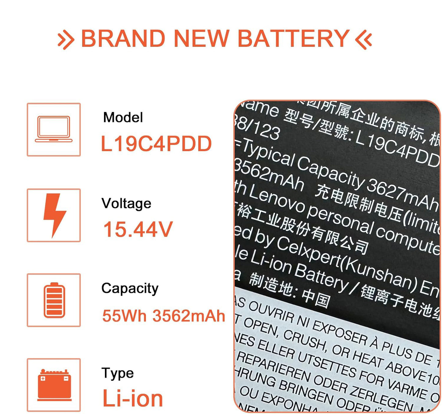 Genuine L19C4PDD Laptop Battery for Lenovo ThinkBook 13S G2 ITL & 14S G2 ITL Series