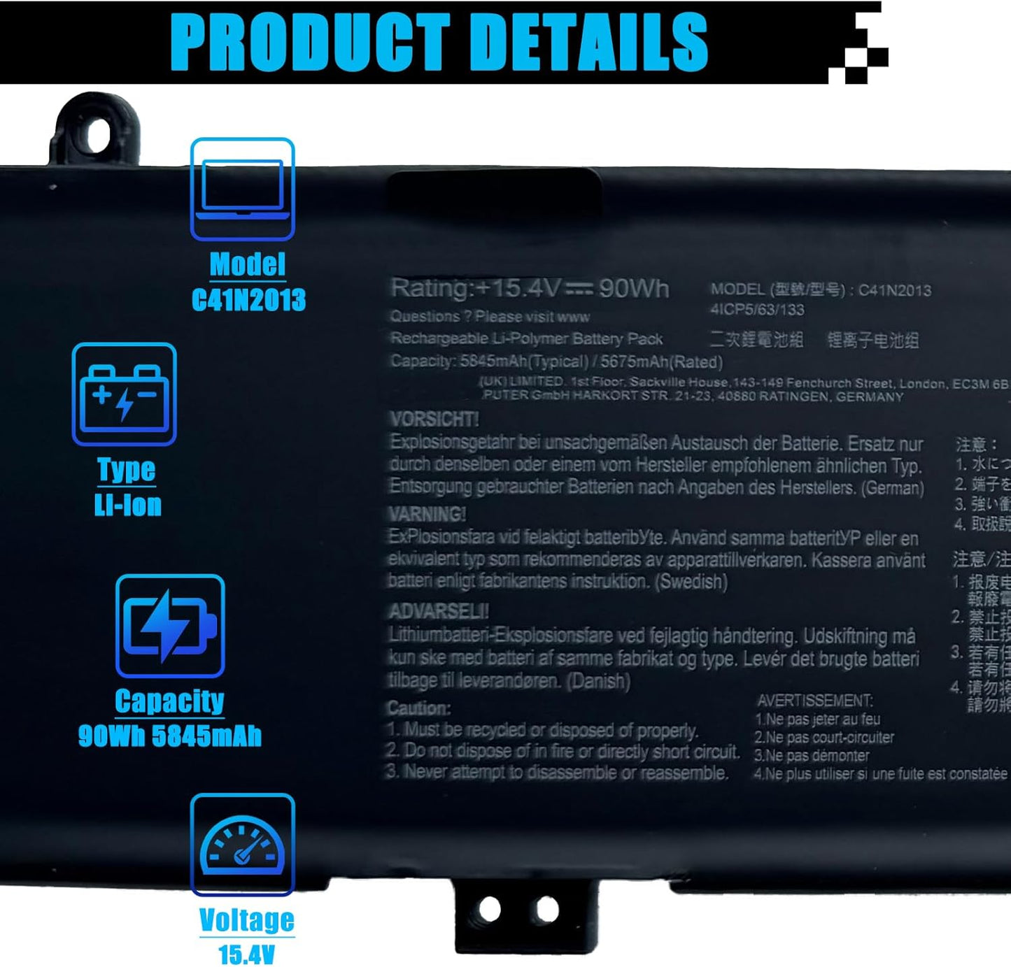 Genuine C41N2013 Battery for ASUS ROG Strix G15, G17, G713 G713QM Gaming Laptops