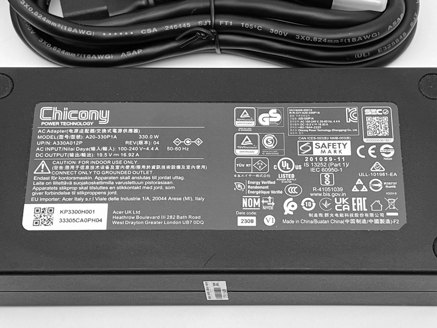 A20-330P1A 330W OEM Charger for Acer Predator Helios 300 500 PH317-55 PH315-54