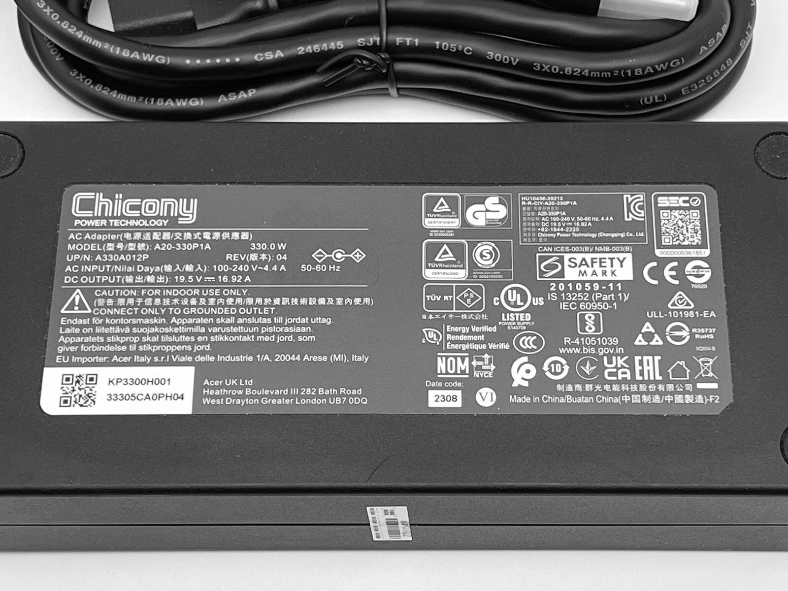 A20-330P1A 330W OEM Charger for Acer Predator Helios 300 500 PH317-55 PH315-54