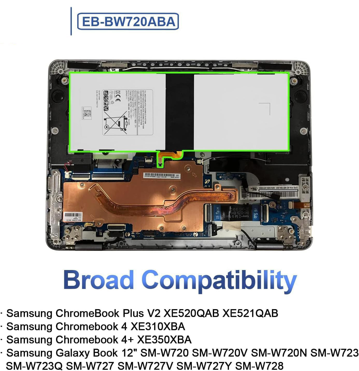 EB-BW720ABA Battery for Samsung Chromebook Plus V2, Chromebook 4/4+, & Galaxy Book 12