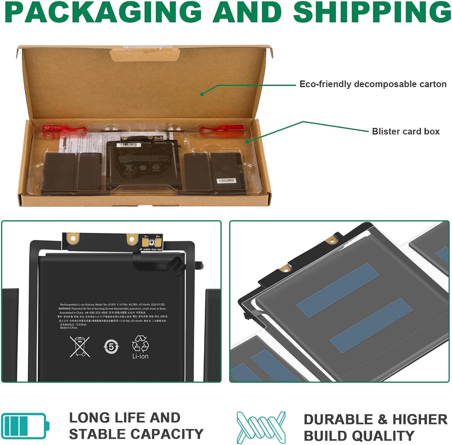 New Genuine A1819 OEM Battery for Apple MacBook Pro 13" A1706 Late 2016 Mid 2017