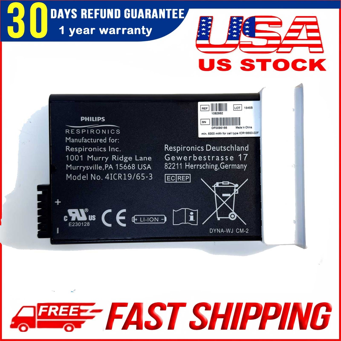 Philips Respironics 1082662 Battery 14.4V - Replacement for SimplyGo, EverGo, sparq POC