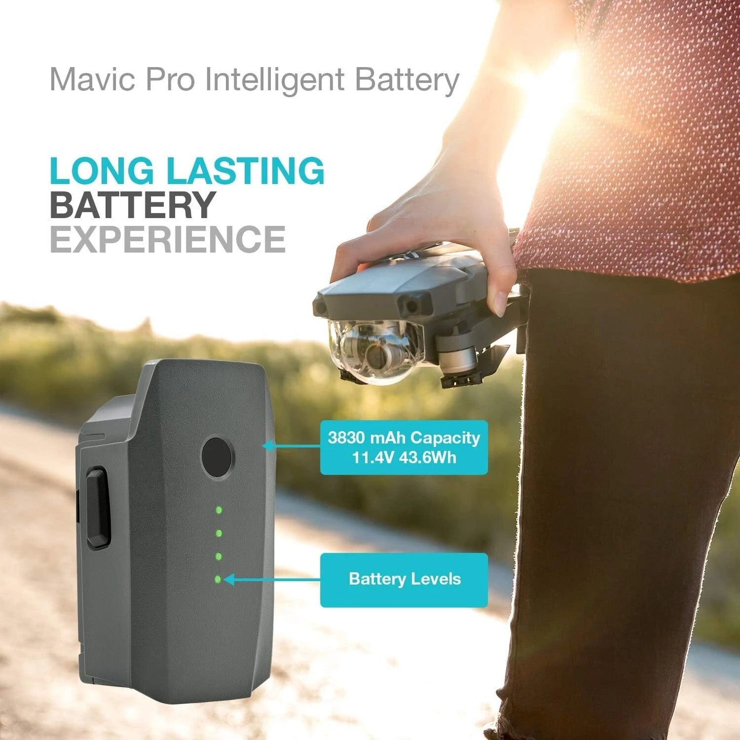 11.4V 3830mAh 43.6Wh DJI Mavic Pro Intelligent Flight Battery Replacement