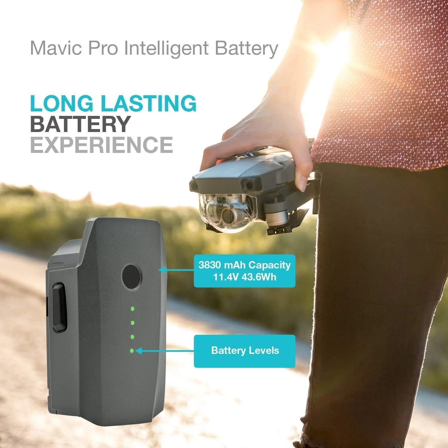 11.4V 3830mAh 43.6Wh DJI Mavic Pro Intelligent Flight Battery Replacement