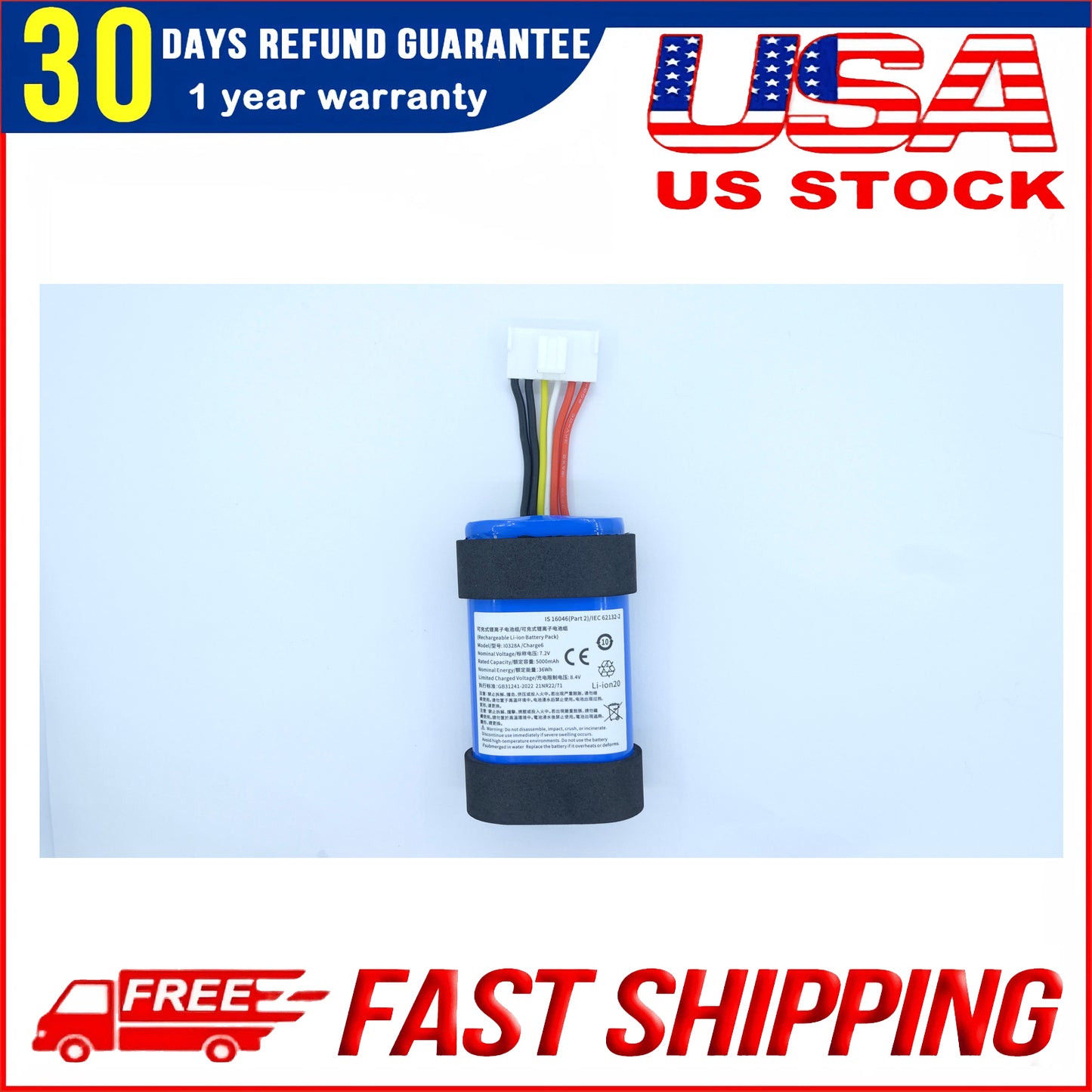 Replacement Battery for JBL Charge 6 I0328A Wireless Bluetooth Speaker Reliable