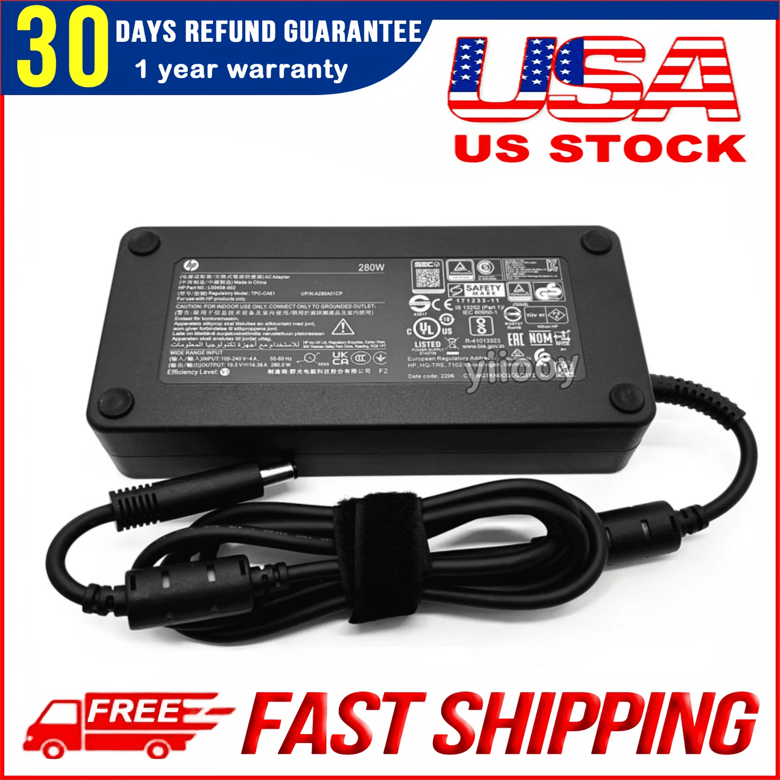 New Genuine 280W TPC-CA61 AC Adapter for HP Engage One Pro All-in-One System