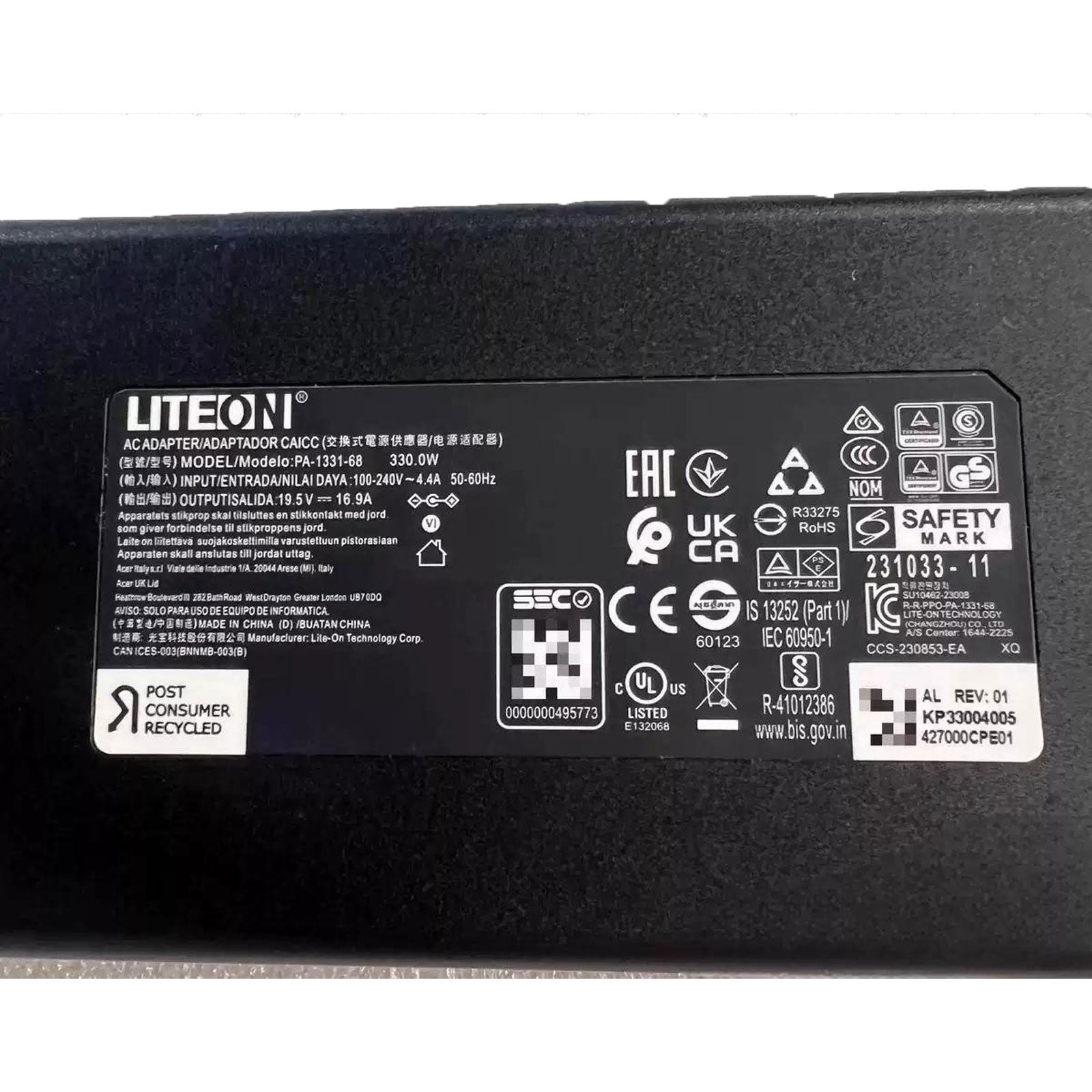 Genuine LITEON PA-1331-68 330W Charger for 2025 Gigabyte Gaming Laptop