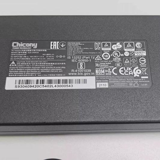 Genuine Chicony A20-240P2A 240W Charger for MSI Pulse GL66 12UGKV-464 Gaming Laptop