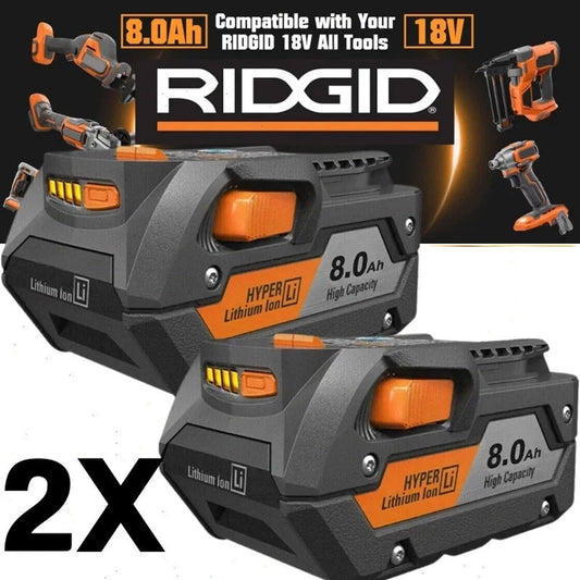 2 Pack 8.0Ah 18V Battery for Ridgid R840085 R840087