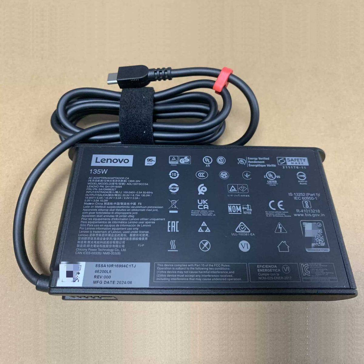 Lenovo ADL135YSCC3A 135W USB-C AC Adapter Charger – SA10R16994, FRU 5A10W86327