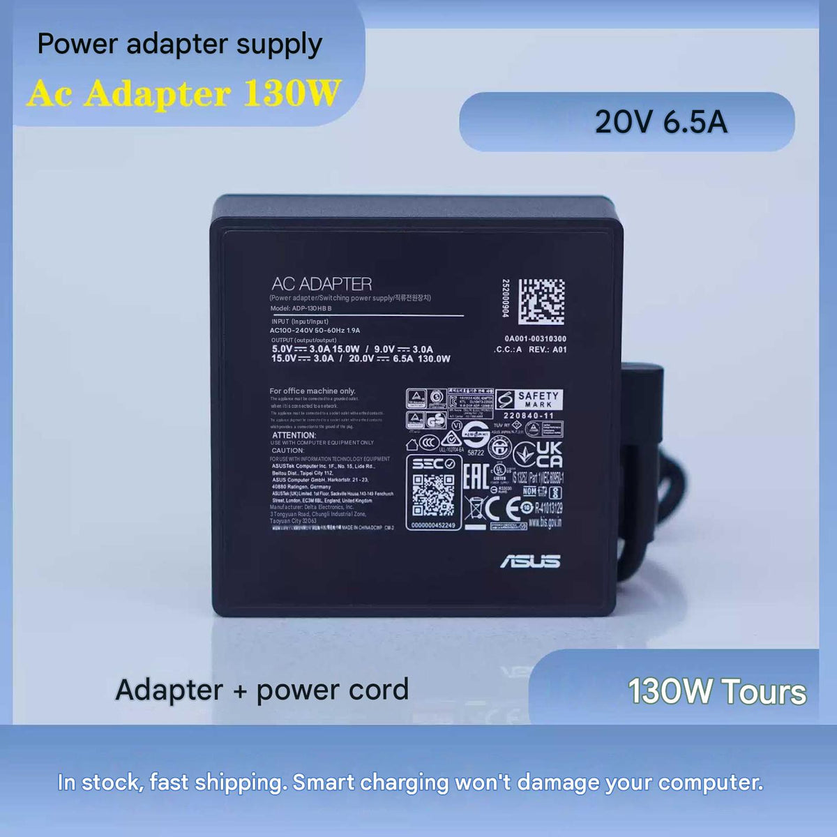 ASUS ROG Flow Z13 130W USB-C Charger GZ301VIC ADP-130HB B