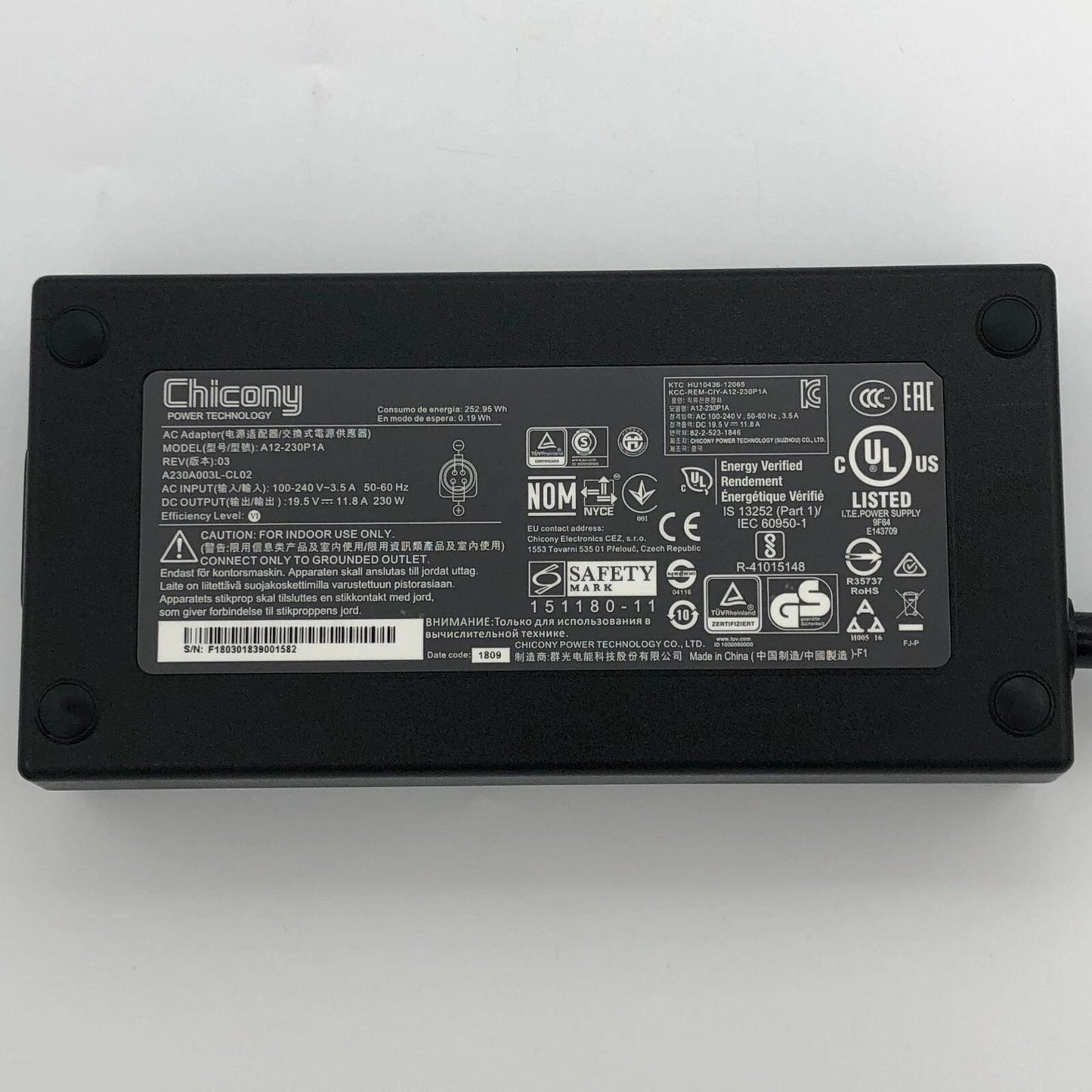 Original Chicony A12-230P1A 230W AC Adapter Charger