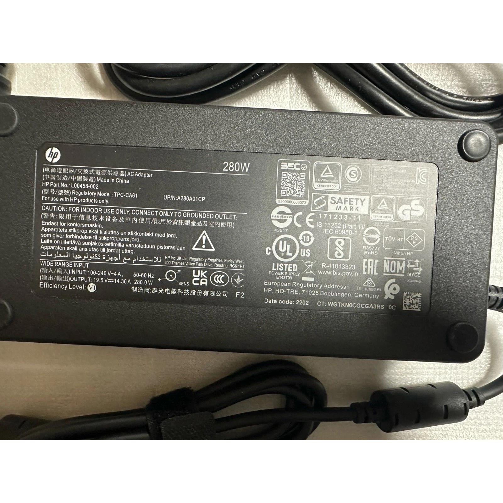New Genuine 280W 7.4mm TPC-CA61 Adapter Charger for HP Engage One Pro AIO System