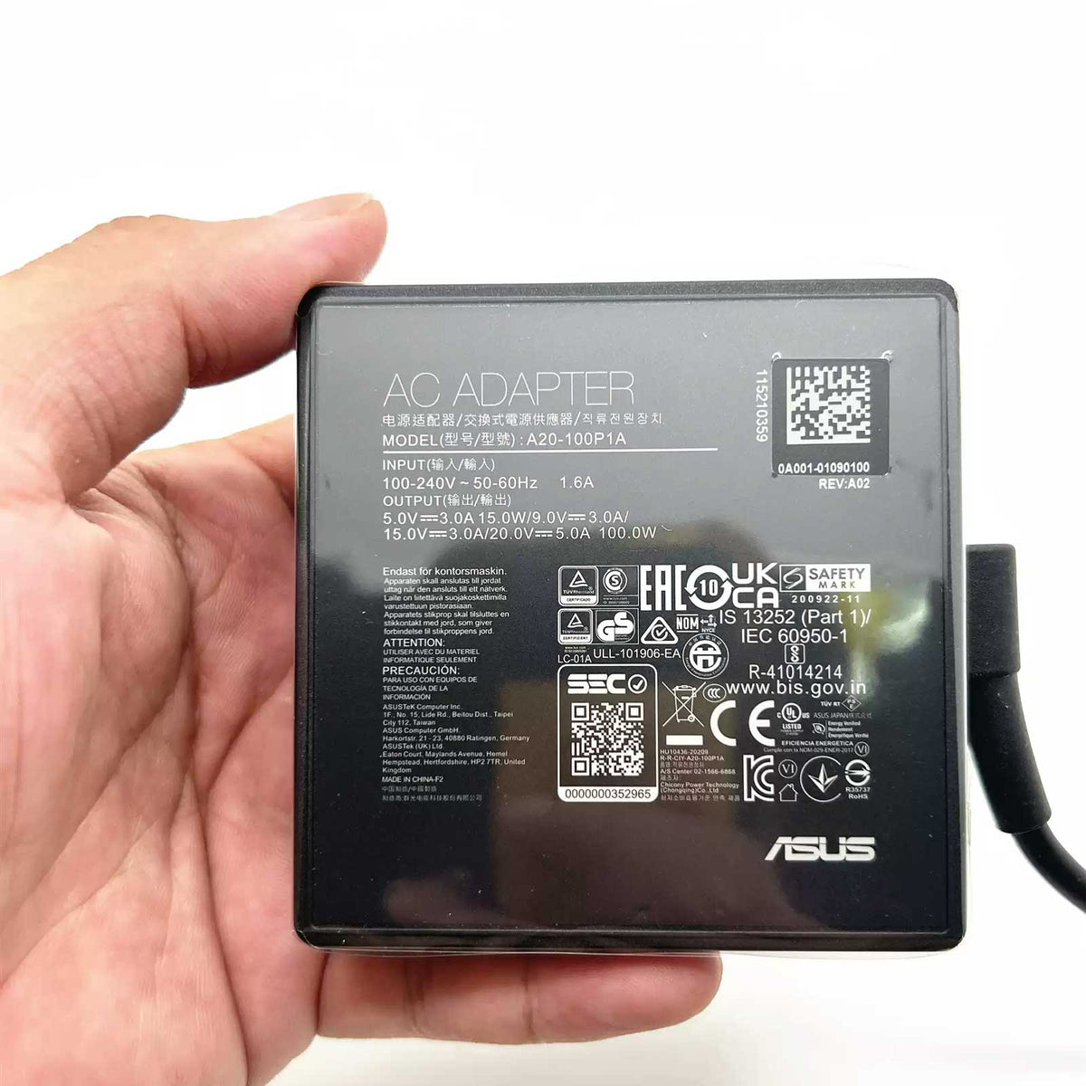 ASUS A20-100P1A 100W USB-C Charger for Compatible ROG Flow, Strix and Zephyrus Laptops