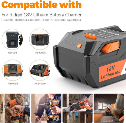 2 Pack 8.0Ah 18V Battery for Ridgid R840085 R840087