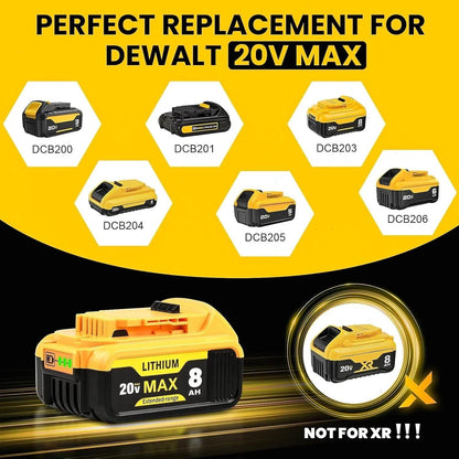 MAX XR Battery Replacement for DeWalt DCB206-2 DCB205-2 Lithium-Ion Power Tools