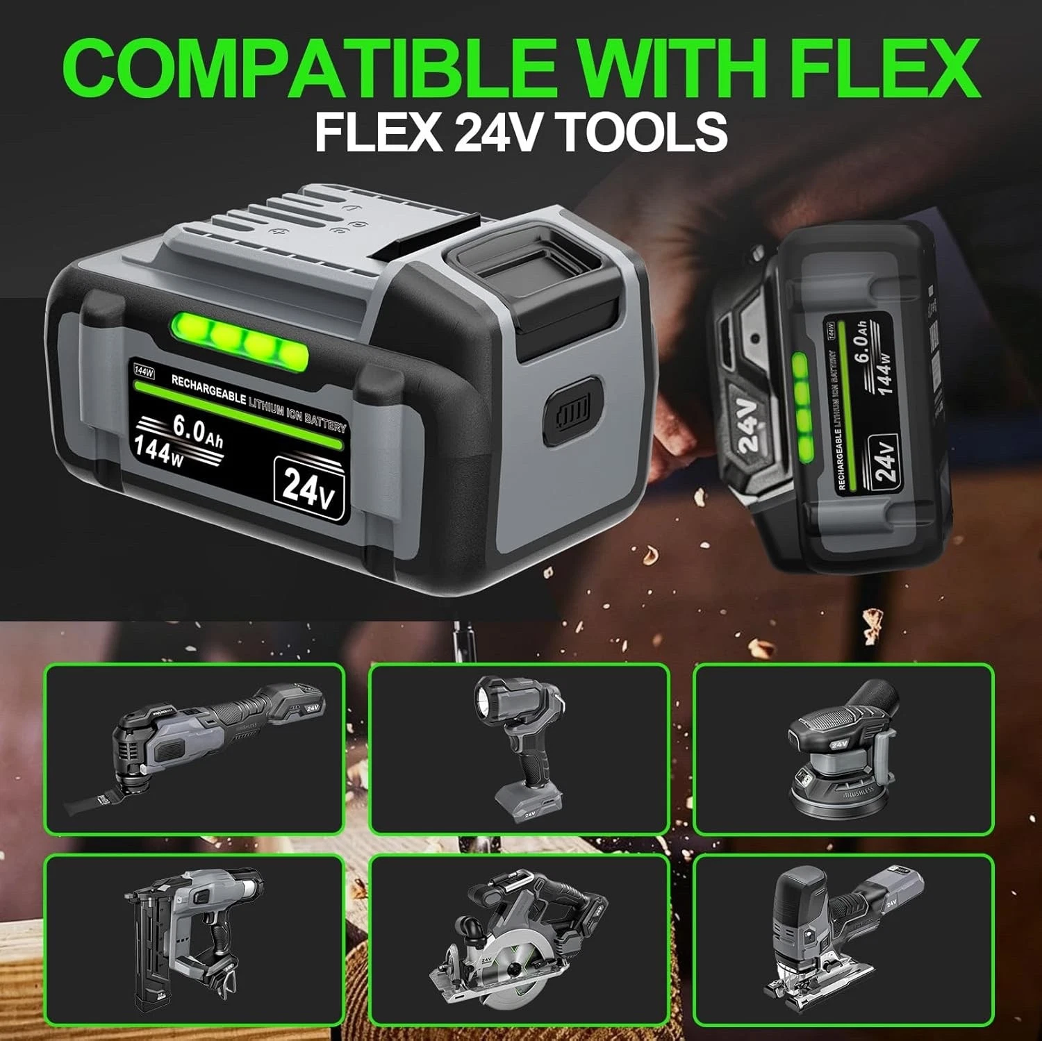 24V 6.0Ah 2PCS Batteries for FLEX 24 Volt Lithium-Ion Battery FX0111 FX0321