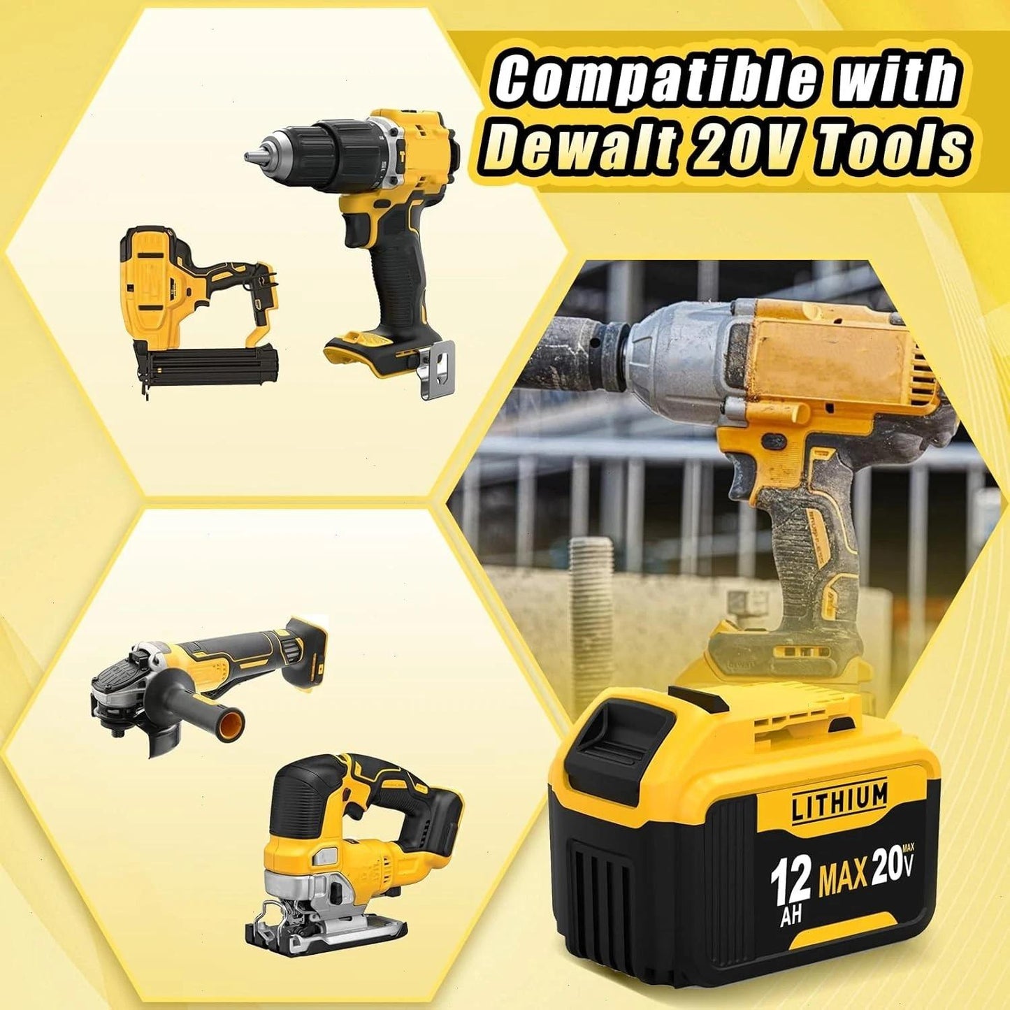 MAX XR Battery Replacement for DeWalt DCB206-2 DCB205-2 Lithium-Ion Power Tools