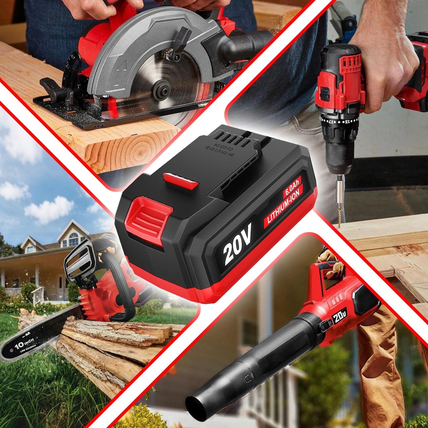 Lithium-Ion Battery Replacement for Bauer 20V Cordless Power Tools