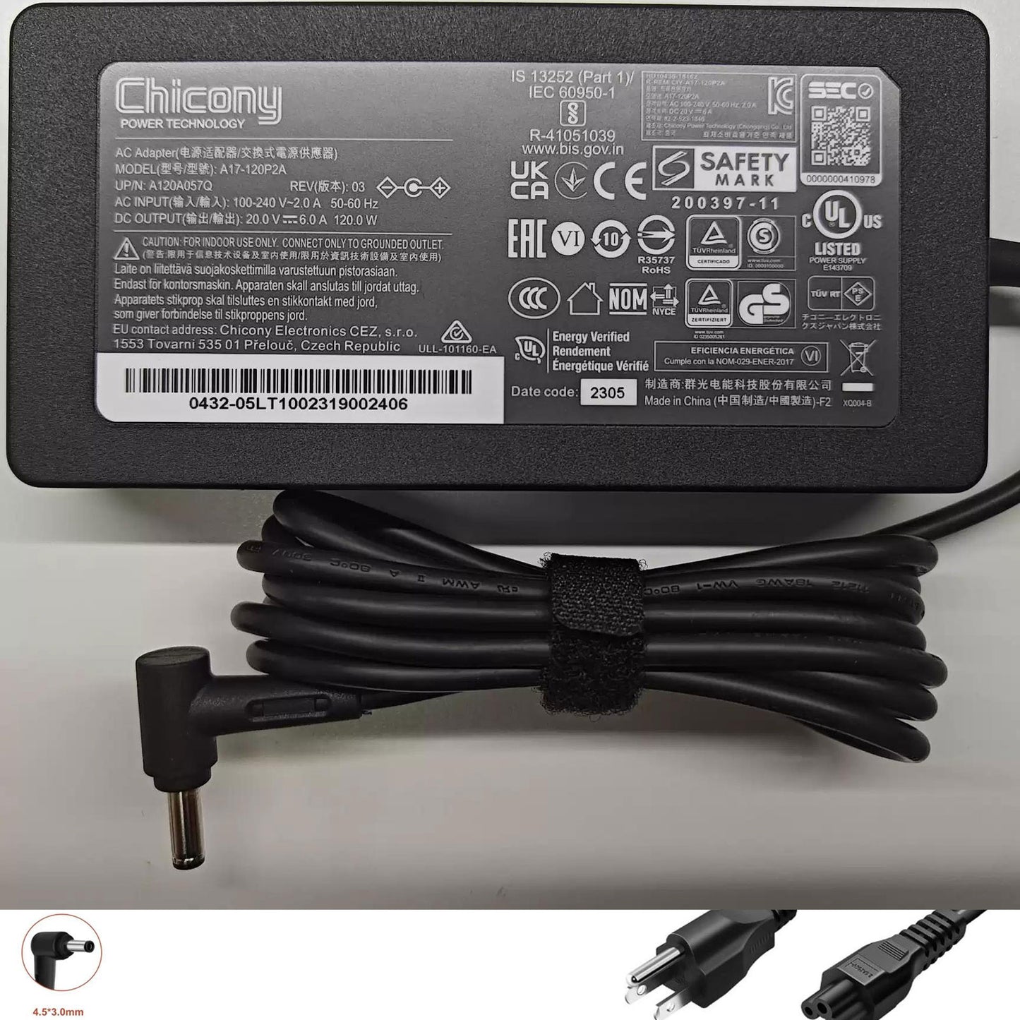 Original Chicony A17-120P2A 120W AC Adapter Charger for MSI GF63 Thin 11UC / 11UD