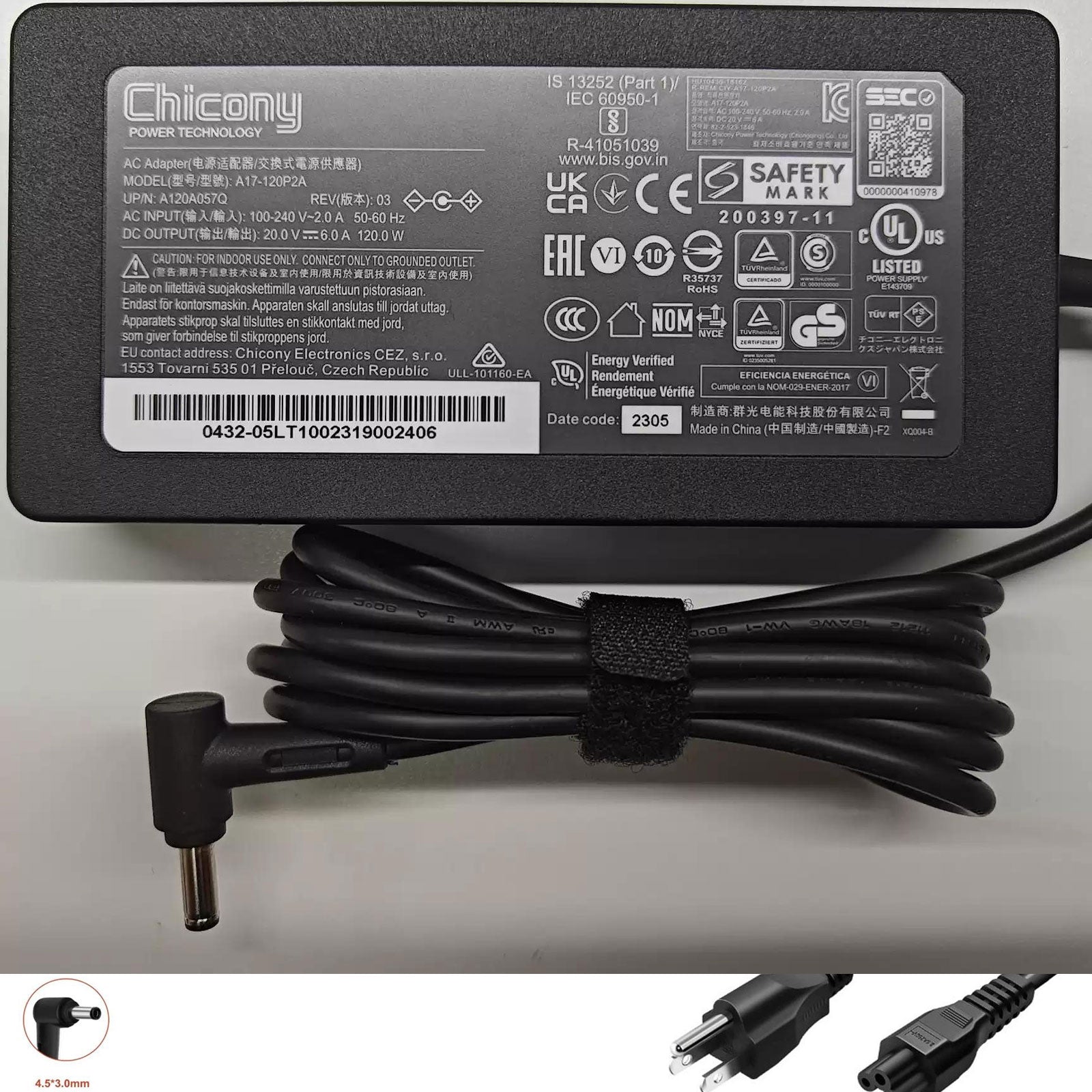 Original Chicony A17-120P2A 120W AC Adapter Charger for MSI GF63 Thin 11UC / 11UD