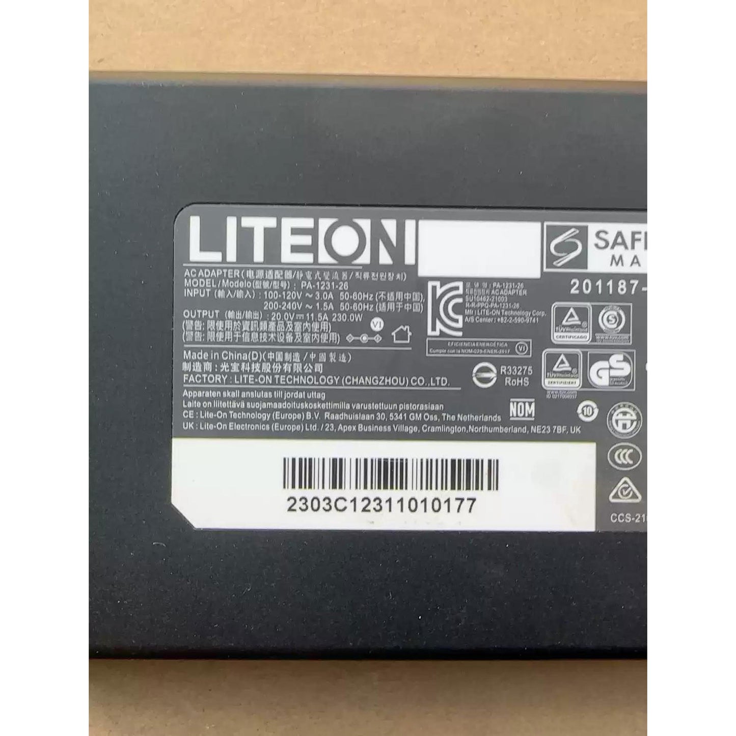 Genuine LiteOn PA-1231-26 20V 11.5A 230W Laptop Charger
