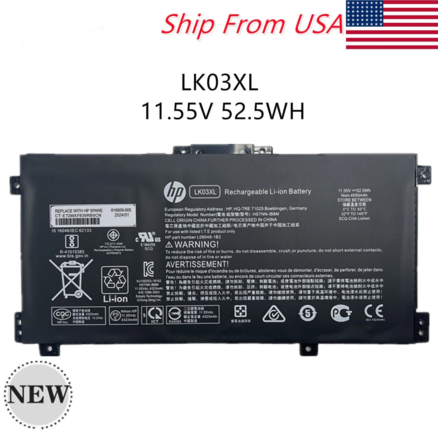 HP HT03XL 11.4V 41.04Wh or 11.55V 41.9Wh Laptop Battery For HP Pavilion 14-CE 14-CF 14-CK 14-CM 14-DF 14-DQ 14-MA 14Q-CS 14Q-CY 14S-CF 14S-CR 14S-DK 14S-DQ 14-FQ 15-CS 15-CW 15-CU 15-DA 15-DB 15-DW