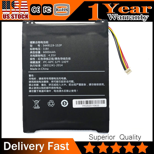 New 3449119-1S2P 6000mAh Battery for CUBE / Alldocube iplay 20 pro, T1011, ETL101AL