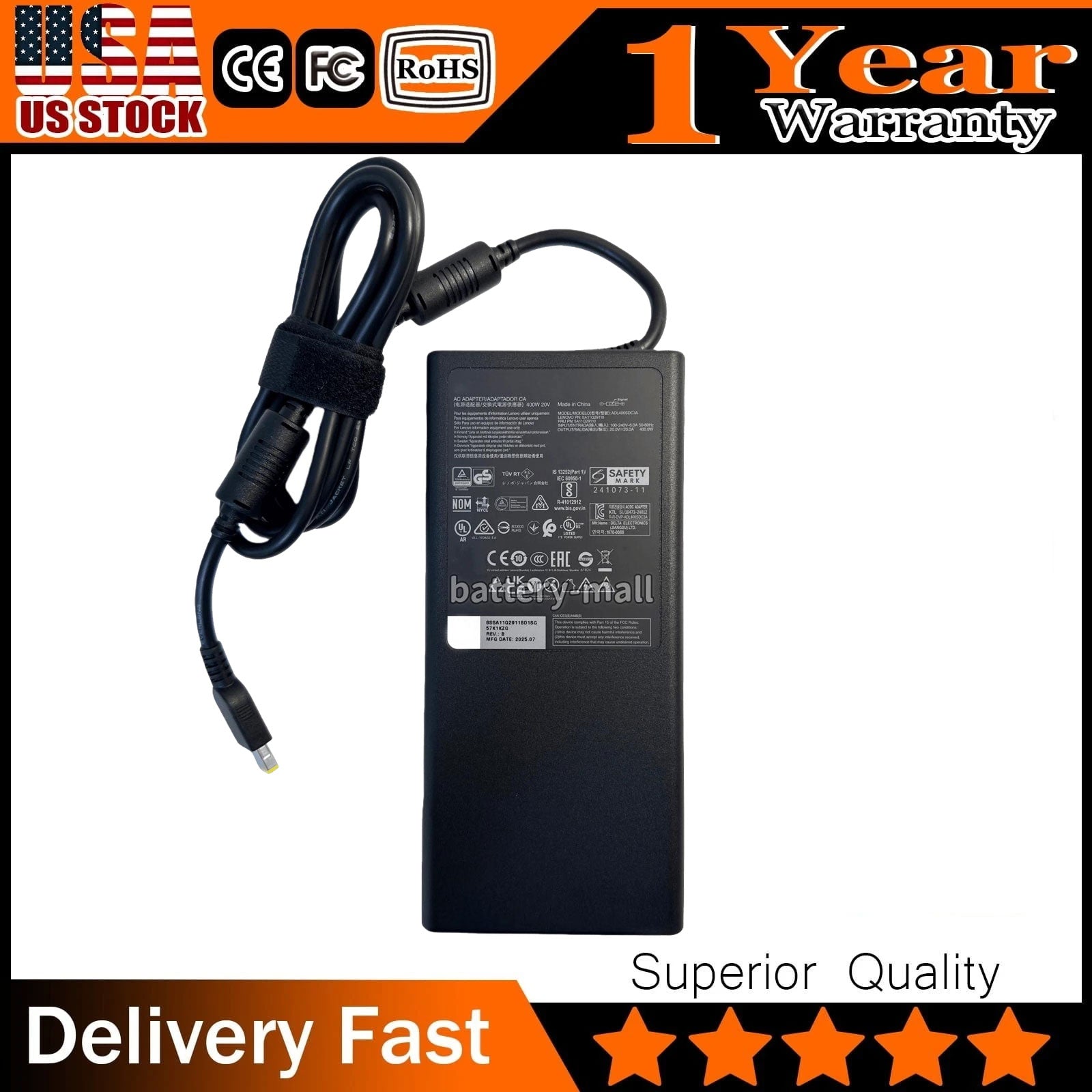 Buy Original Lenovo ADL400SDC3A 400W AC Adapter - Replacement for Legion Pro 7i Gen 10 Gaming Laptop.