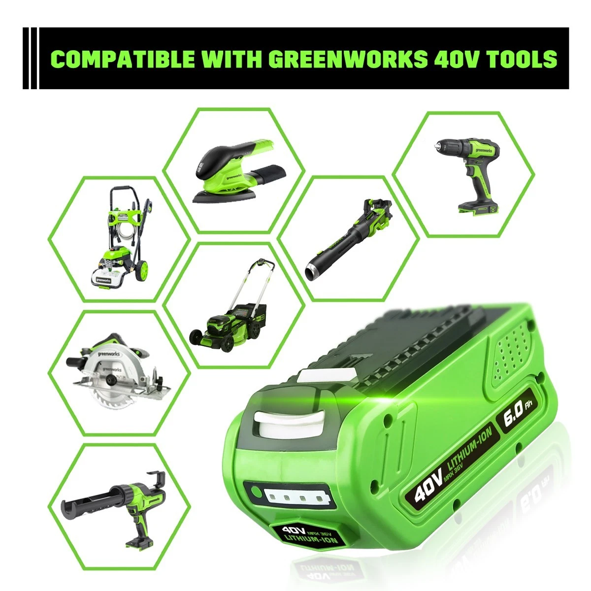 2PACK Lithium Battery For Greenworks G-MAX 6.0Ah 29472 29462 29252 20202 40 Volt