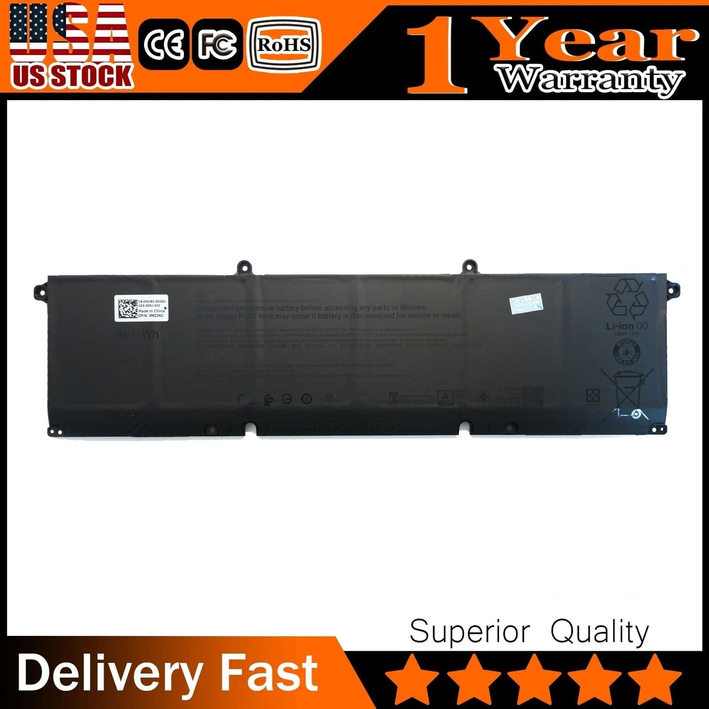 Alienware Area-51m R2 AA18250 Battery Replacement 96Wh - Genuine 61YXV (N7HKX) for 16/18 Gaming Laptops