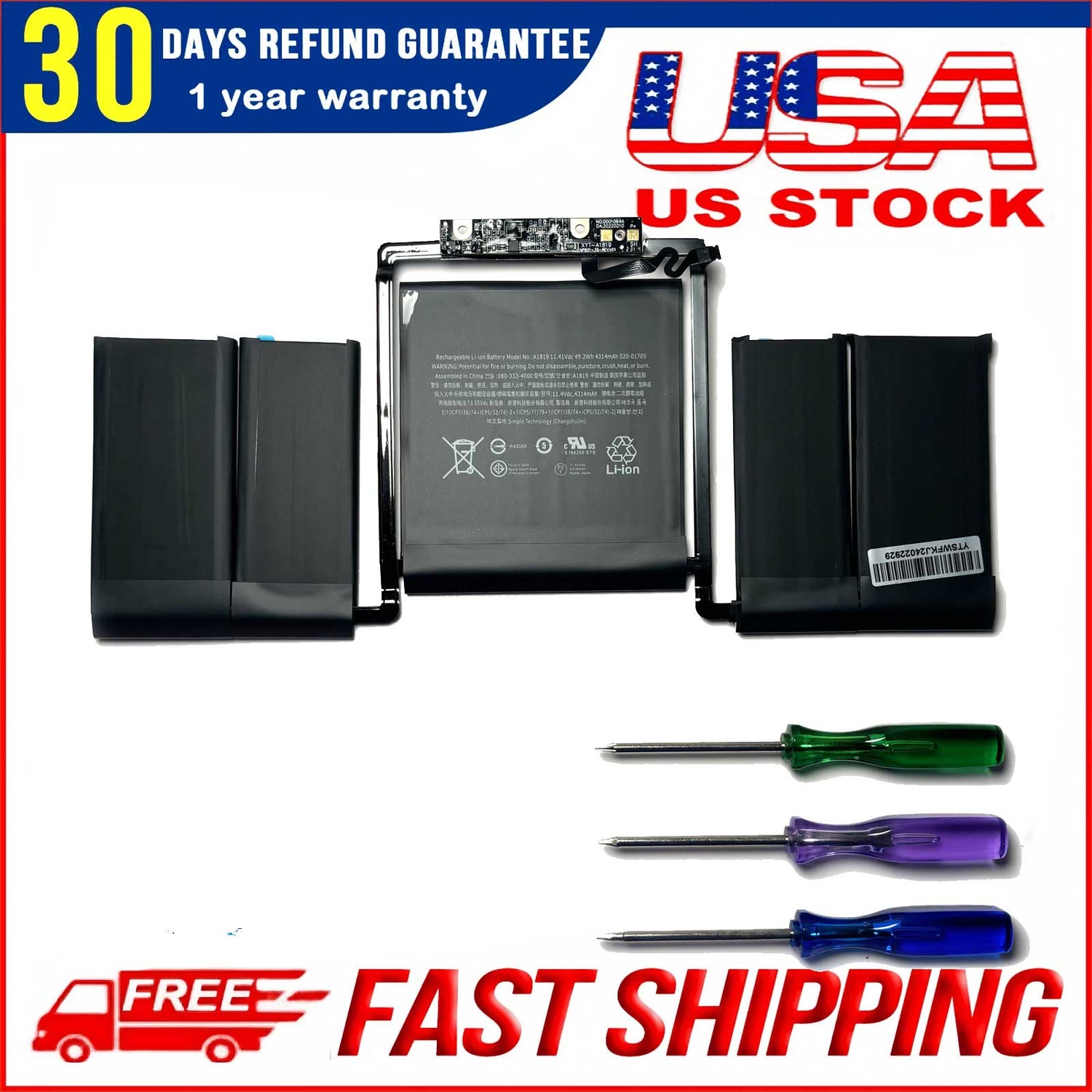 A1819 A1706 Battery Replacement for MacBook Pro 13" Touch Bar A1706 (Late 2016, Mid 2017)