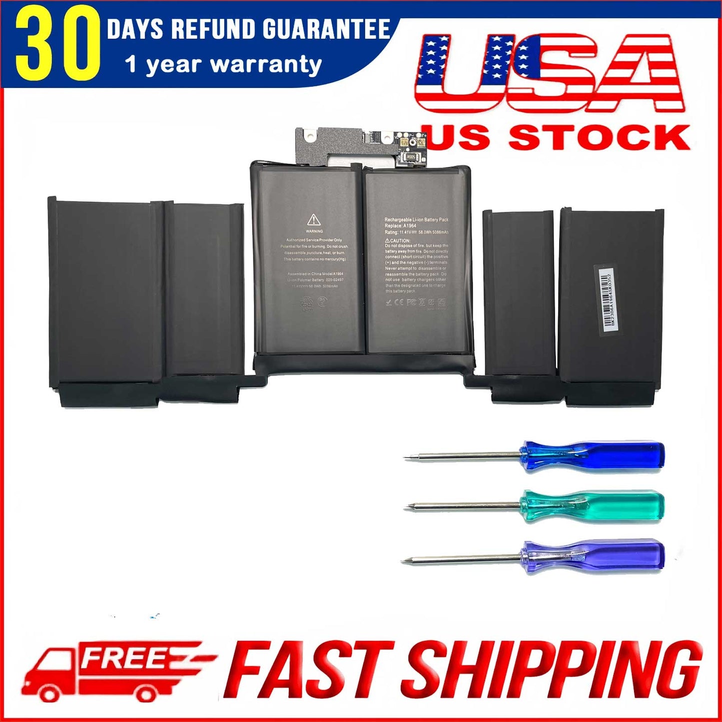 Genuine MacBook Pro 13" A1989 Battery Replacement Kit - A1964 A2251 for 2018-2020 Touch Bar Models