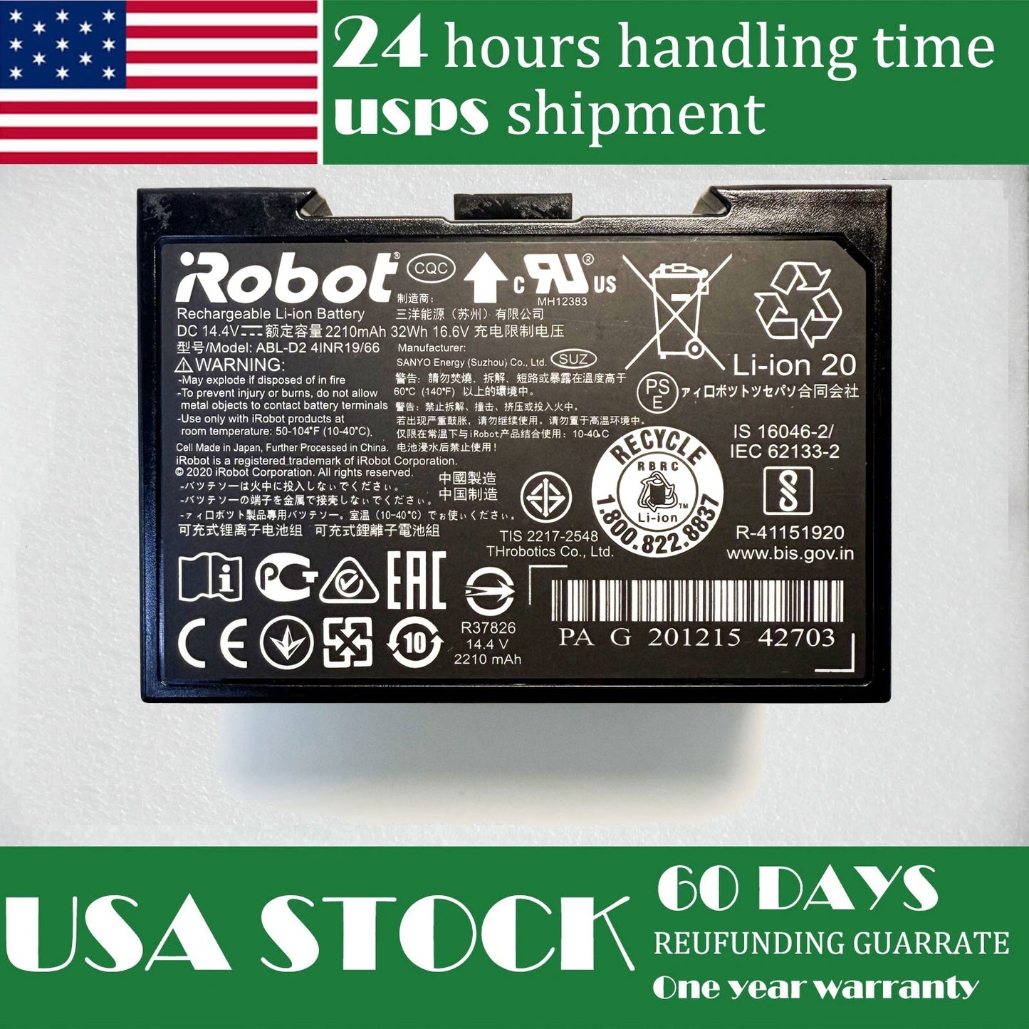 Roomba j7 Battery Replacement Genuine Upgraded ABL-D2 - Also Fits j5, j6, i7+, i8+, e5, i3, i4