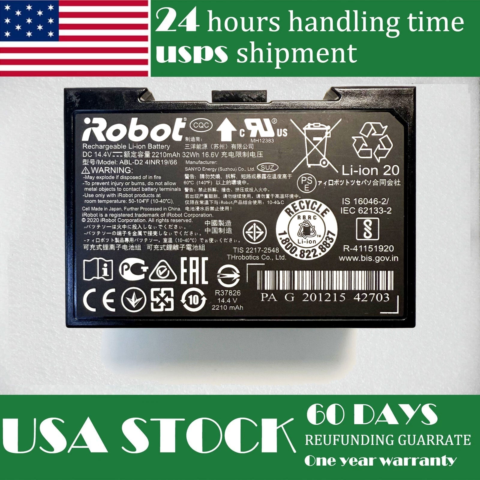 Roomba j7 Battery Replacement Genuine Upgraded ABL-D2 - Also Fits j5, j6, i7+, i8+, e5, i3, i4