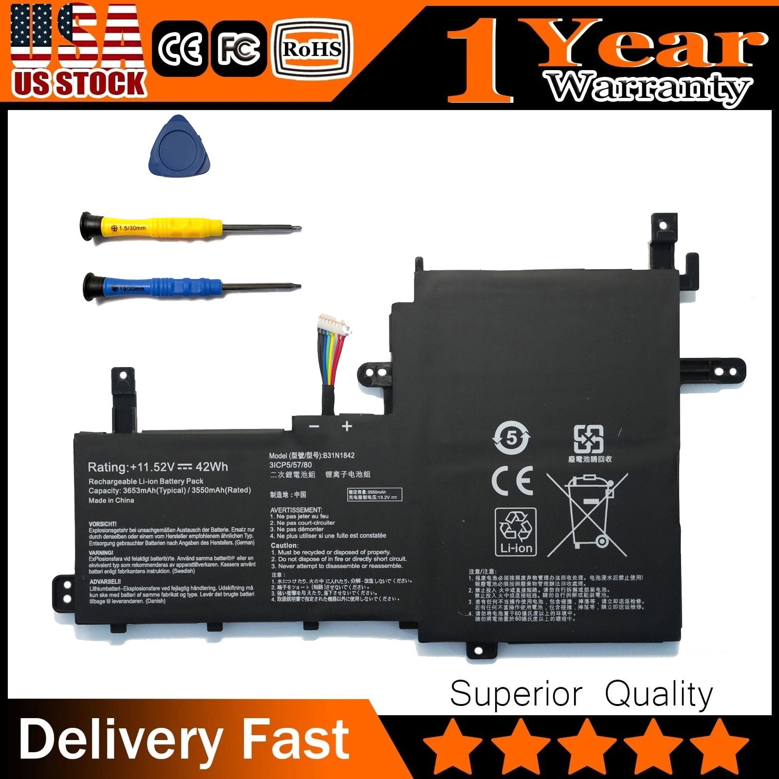 Genuine ASUS B31N1842 VivoBook Battery | Original OEM Part for K531, S15 S531, X531, M513 Models