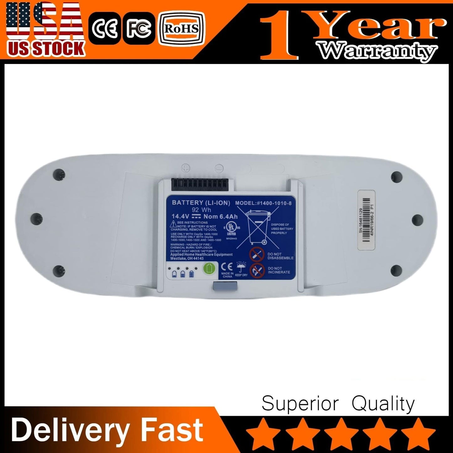 BA-300 Replacement Battery for Inogen G3, One G3 & OxyGo | 14.4V 92Wh High-Capacity Pack