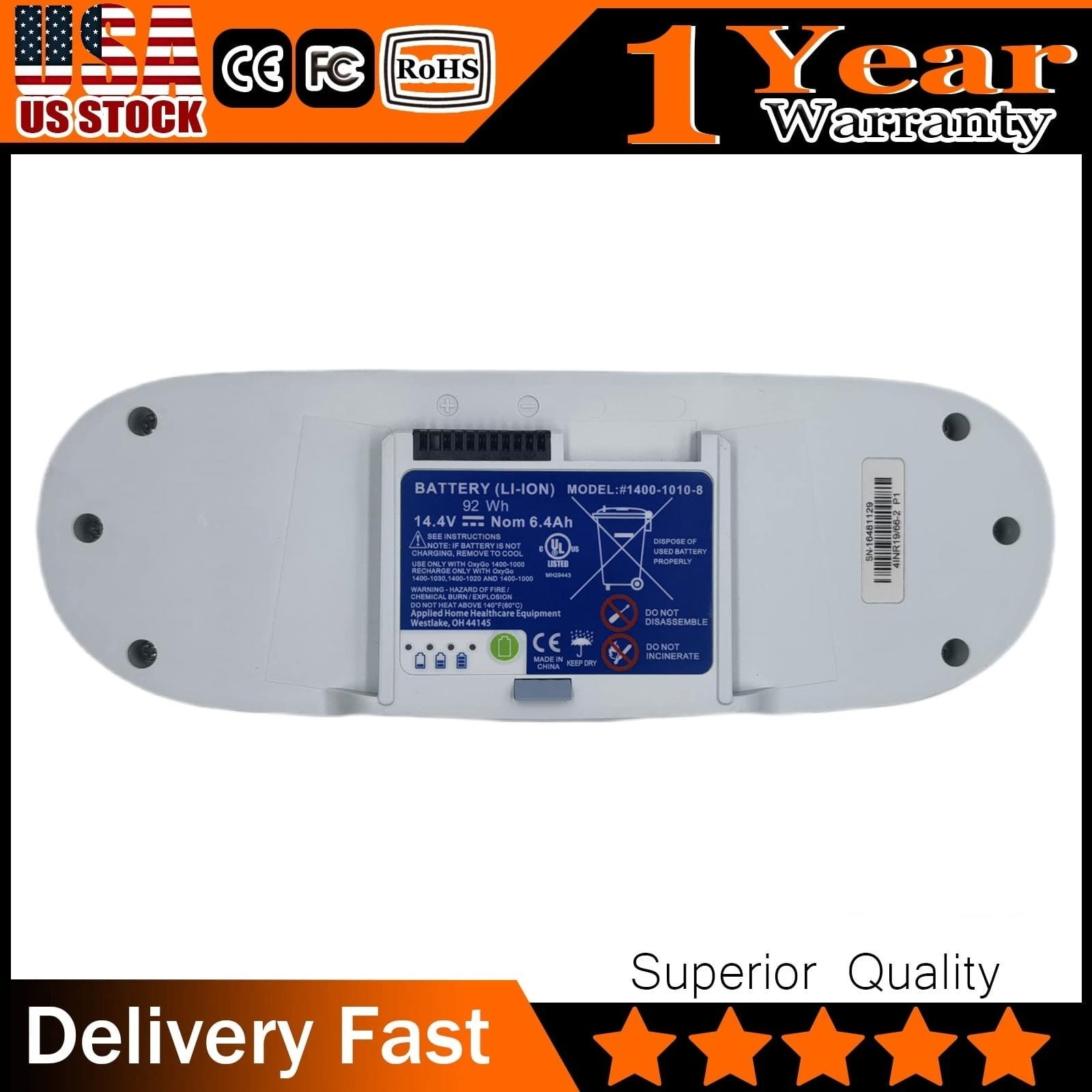 BA-300 Replacement Battery for Inogen G3, One G3 & OxyGo | 14.4V 92Wh High-Capacity Pack